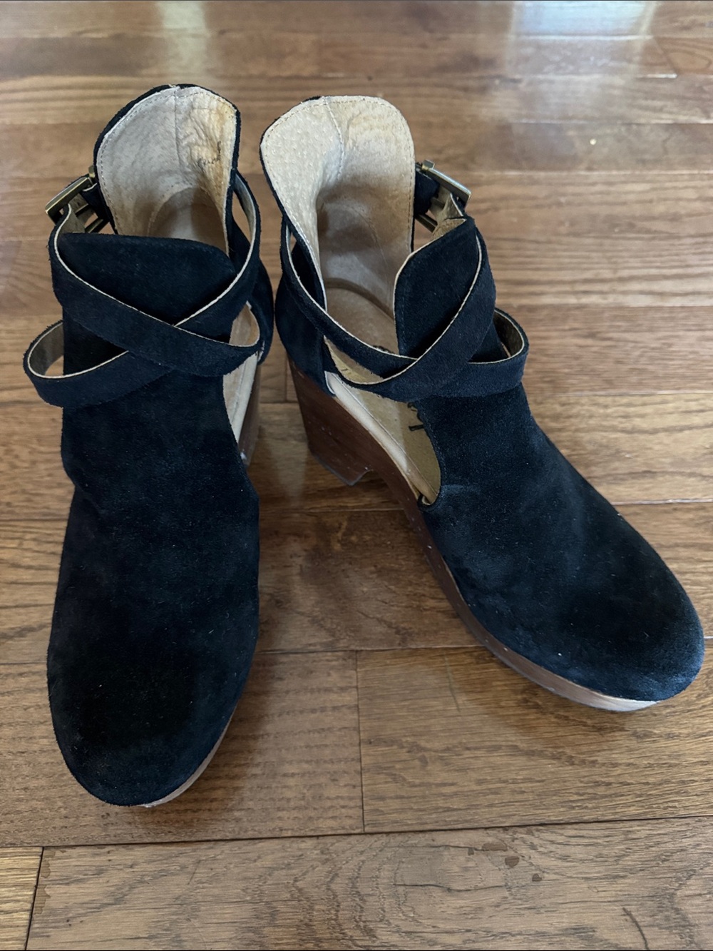 Free People Black Suede Cedar Clog
